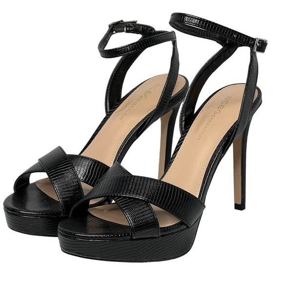 NWT BCBGeneration Black Niada Ankle Straps Platform 4" Heels Pumps Size 7.5 - Picture 2 of 16